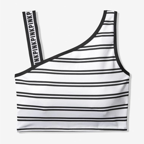 Victoria’s Secret PINK Ultimate Logo Strap Striped Sports Crop Bra - Picture 2 of 9